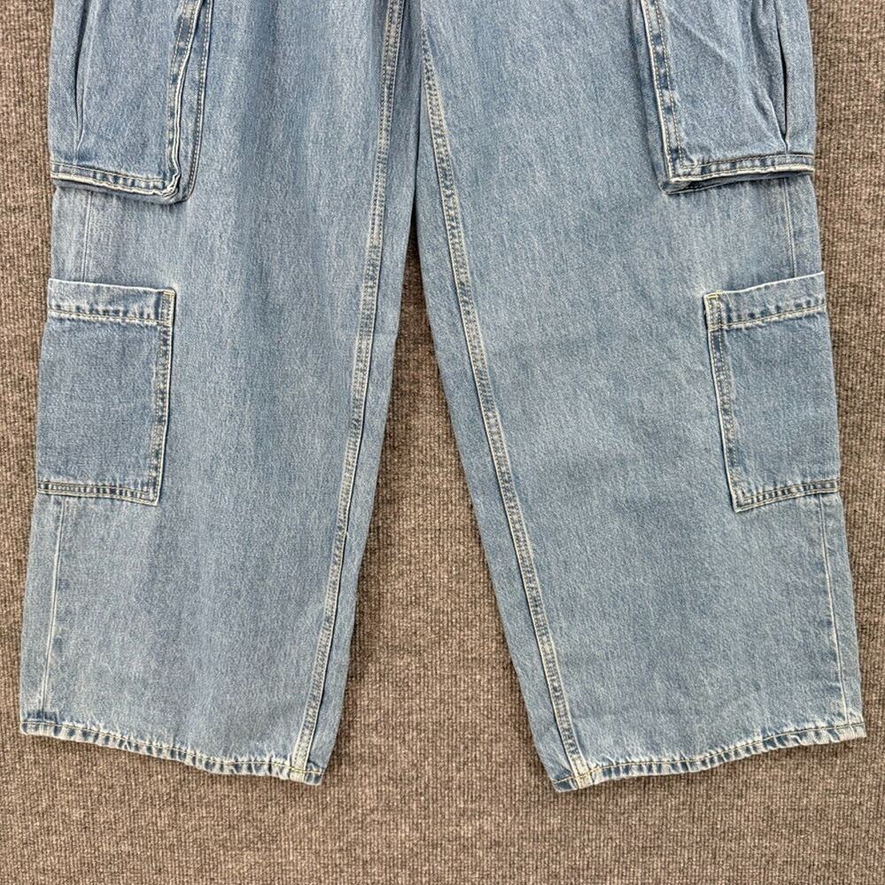 Old Navy Womens Baggy Wide Leg Cargo Jeans Size 4 Mid Rise Cotton Skater Y2K New - Picture 3 of 11